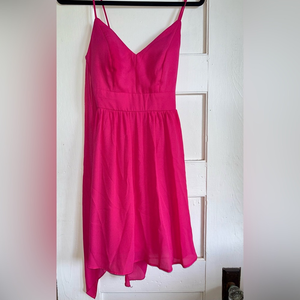 TEEZME - HOT PINK BOW BACK MINI DRESS SIZE: 1